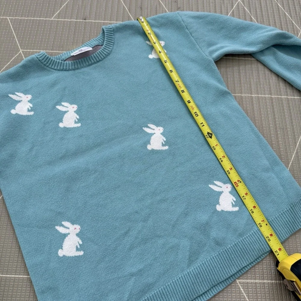 Hanna Andersson Bunny Rabbit Sweater‎ 150 US 12 Blue Easter Bunny 100% Cotton